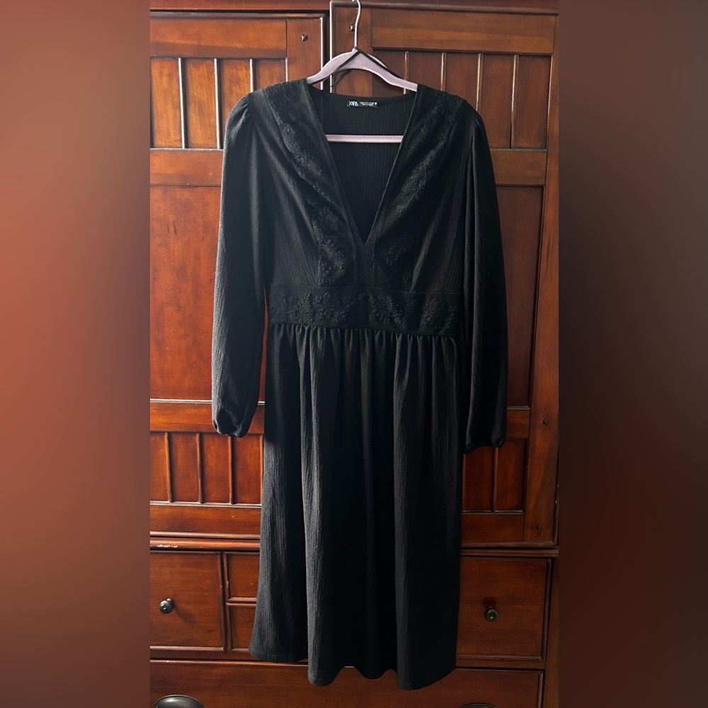 Zara Black Long Sleeve Dress